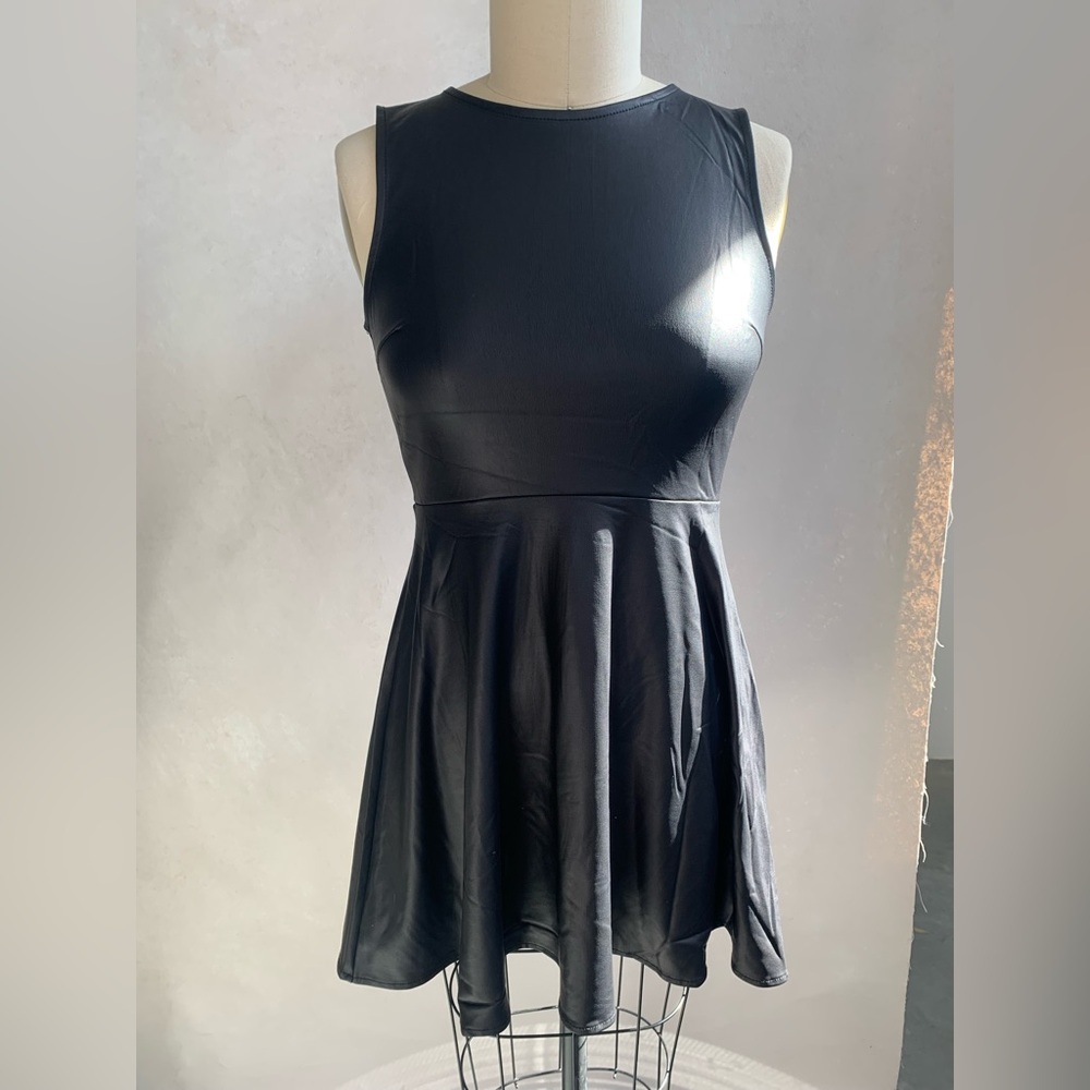 Faux Leather Fit and Flare LBD